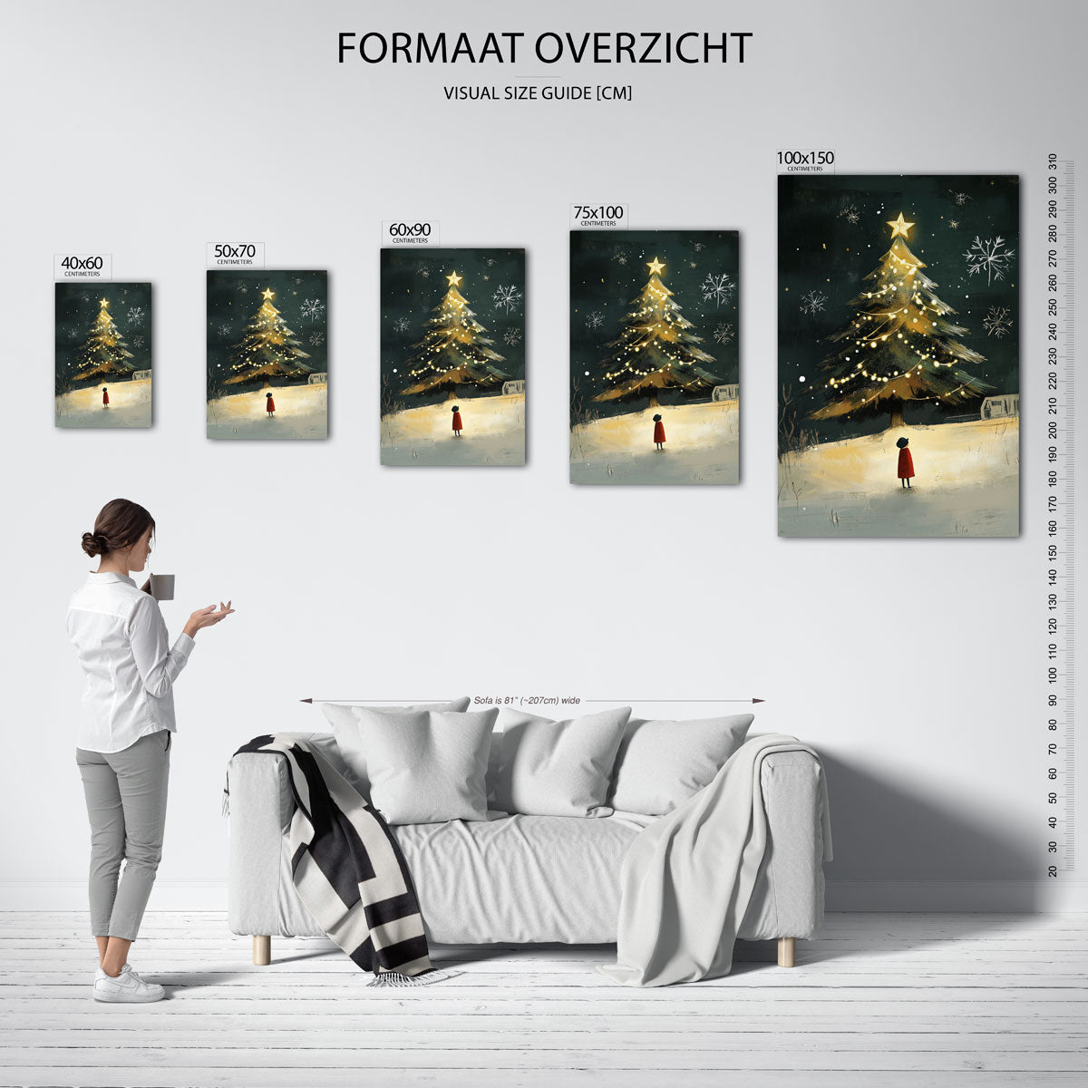 Kerstboom en kind Kunstwerk
