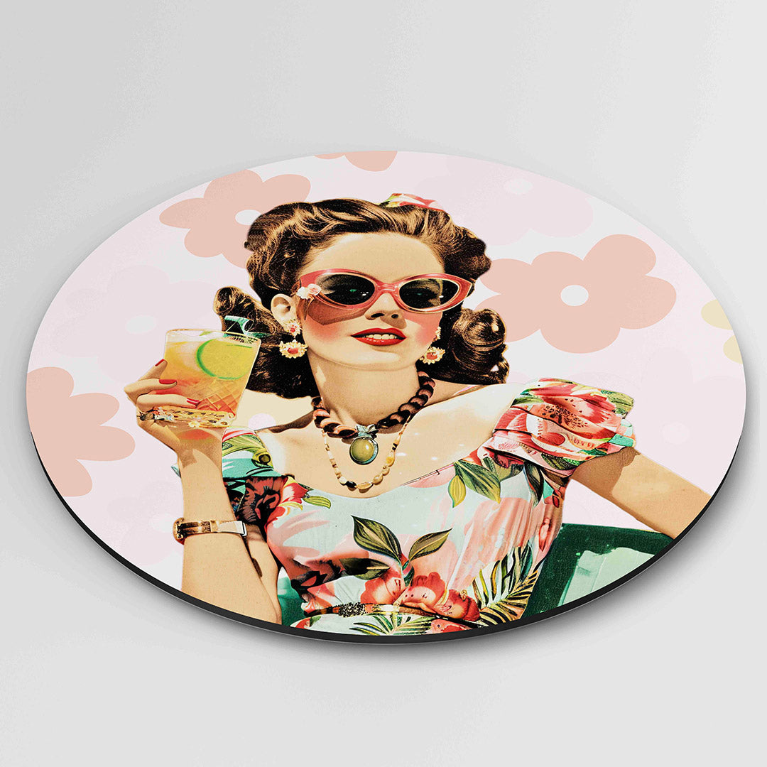 Vrouw met cocktail Muurcirkel