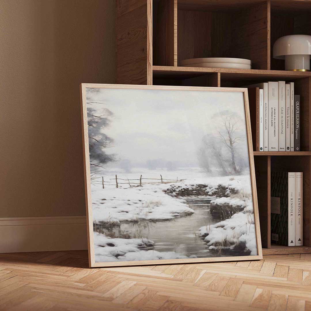 Winterlandschap met beek Poster