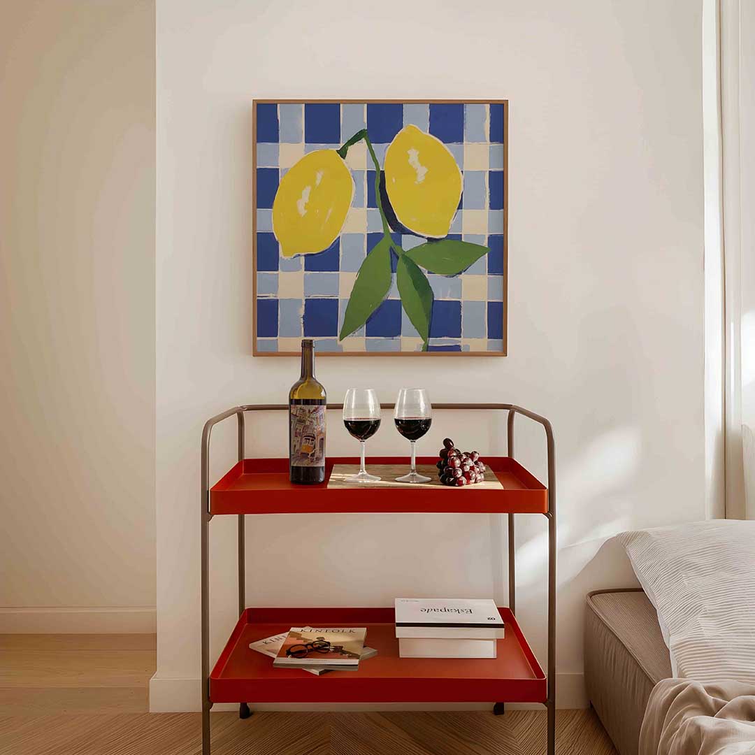 Citroenen op blauw wit Poster