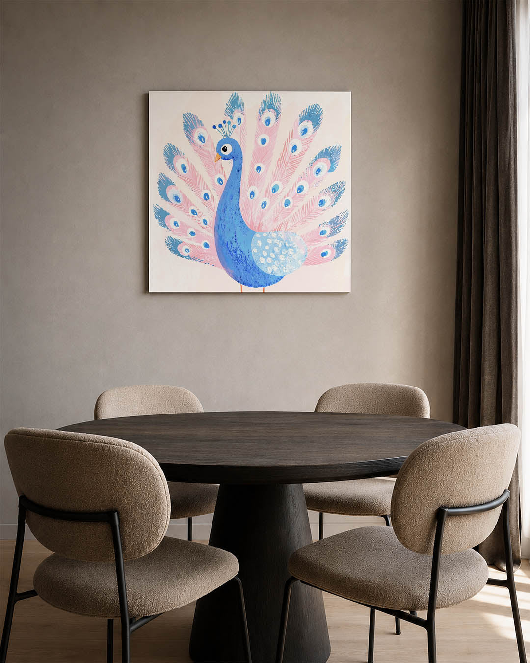 Vrolijke pauw illustratie Kunstwerk