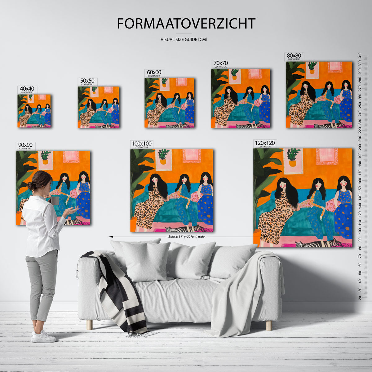 Drie vrouwen op bank Poster