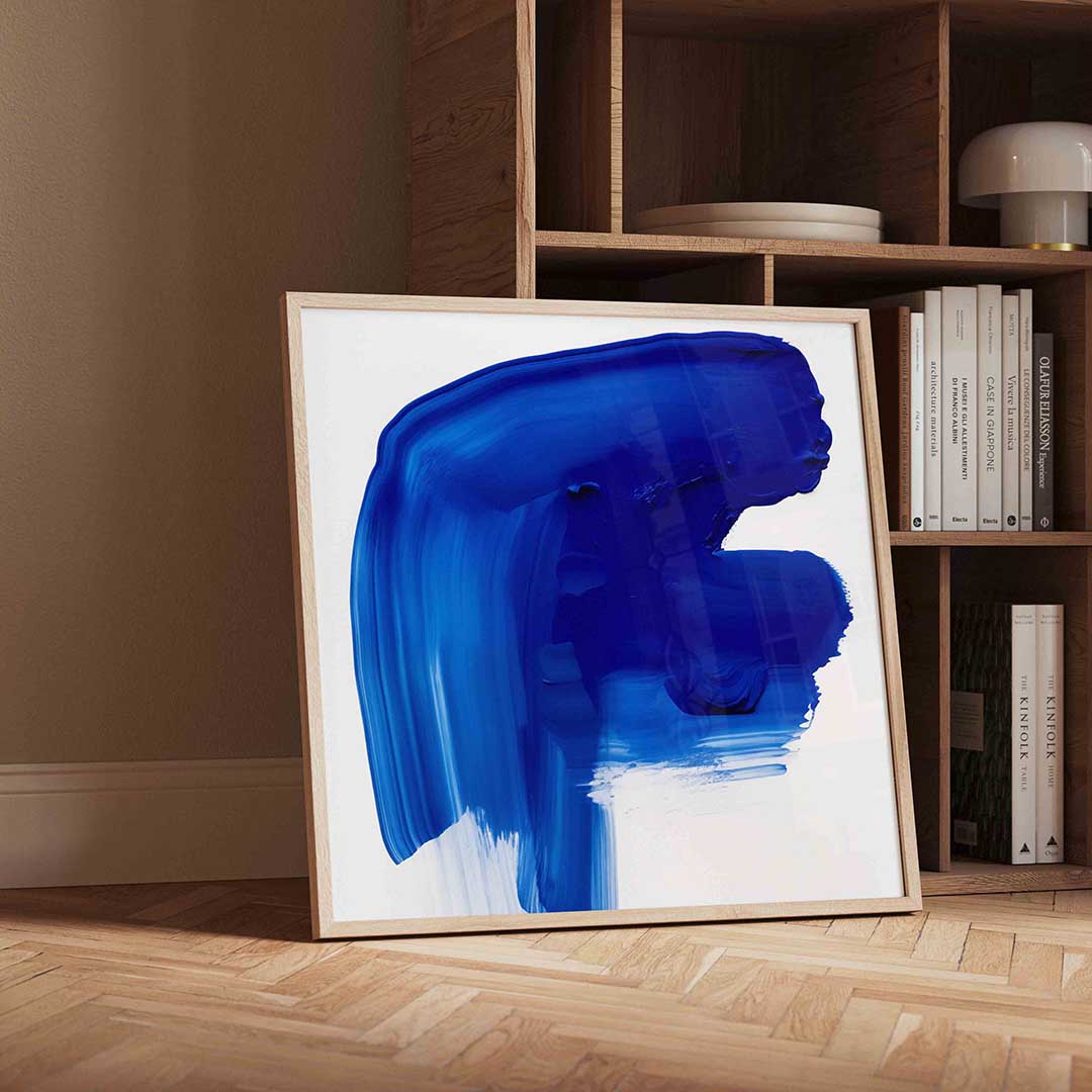 Blauwe penseelstreek Poster