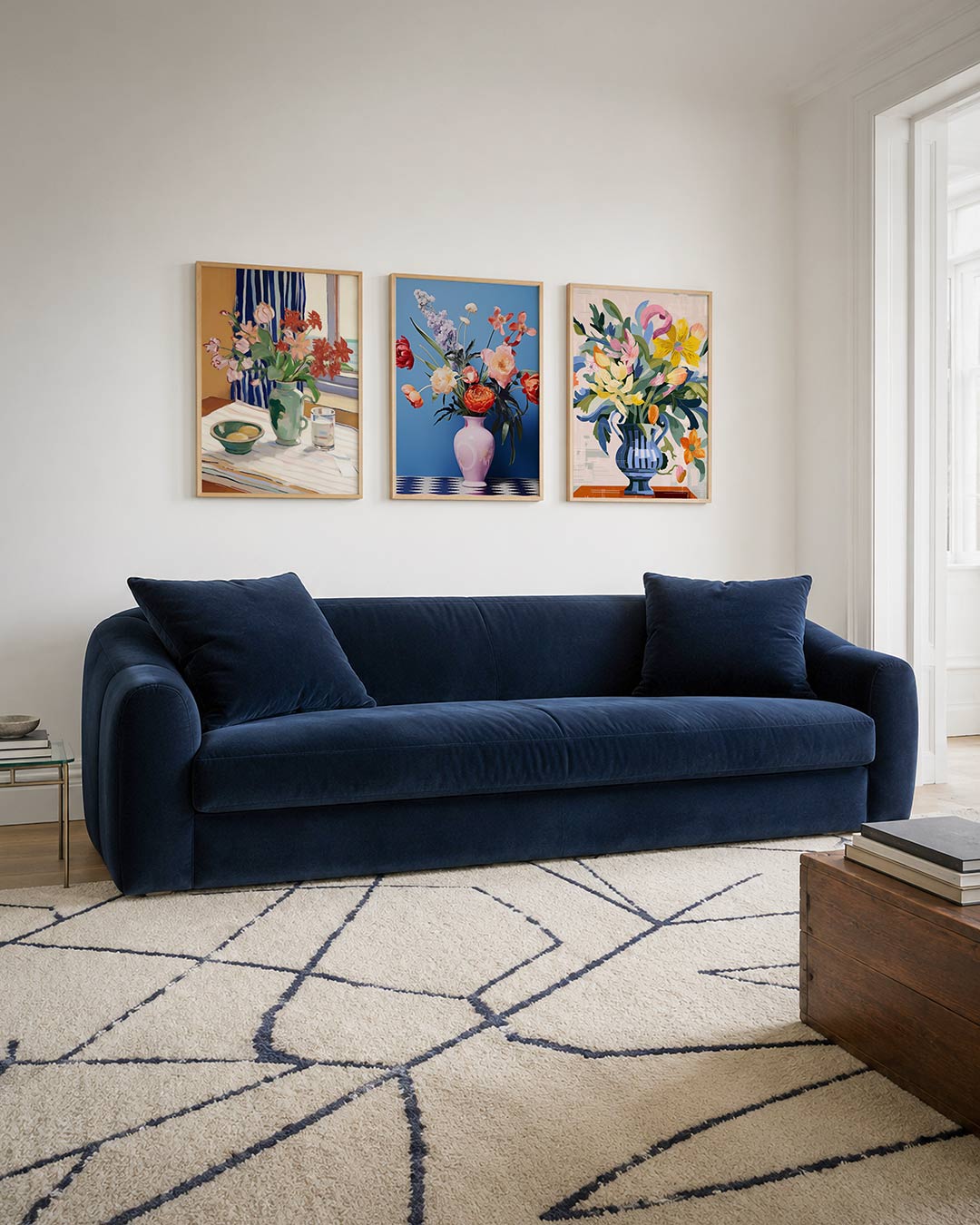 Bloemen en strepen Posterset
