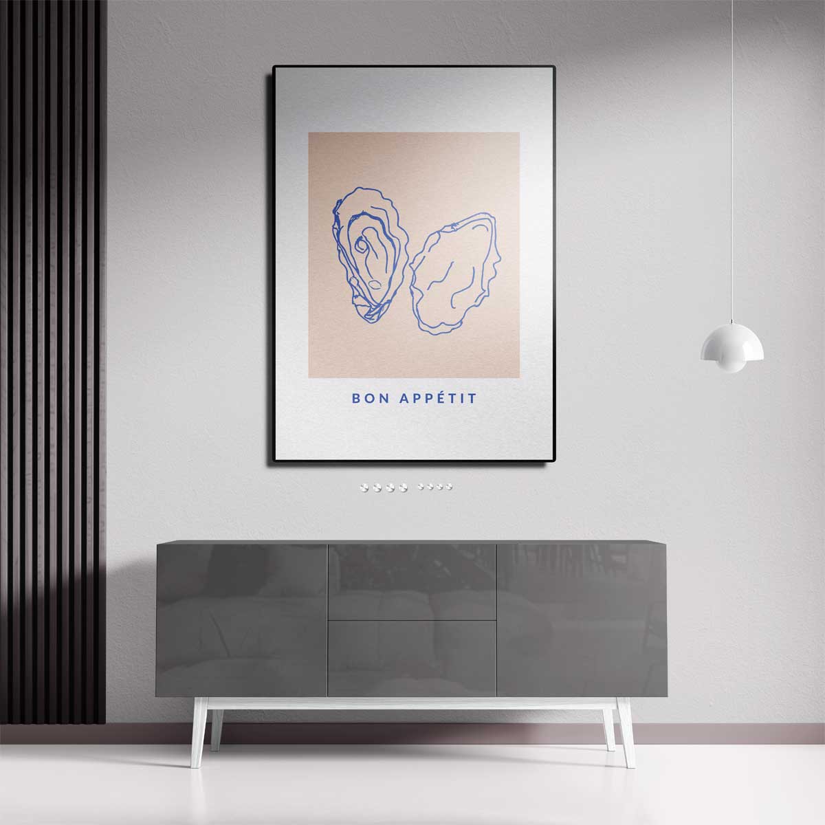 Stijlvolle Oester Illustratie Kunstwerk-canvas-dibond-plexiglas-wanddecoratie-WallArtistic