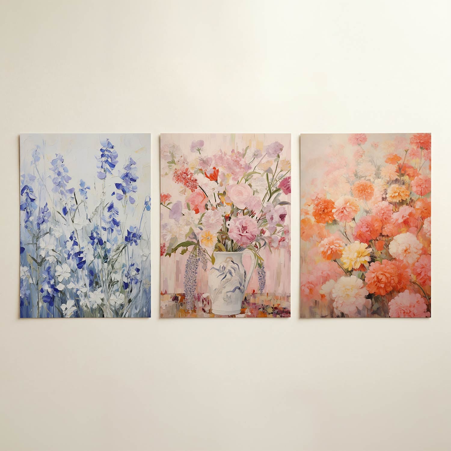 Bloemen in blauwtinten Posterset