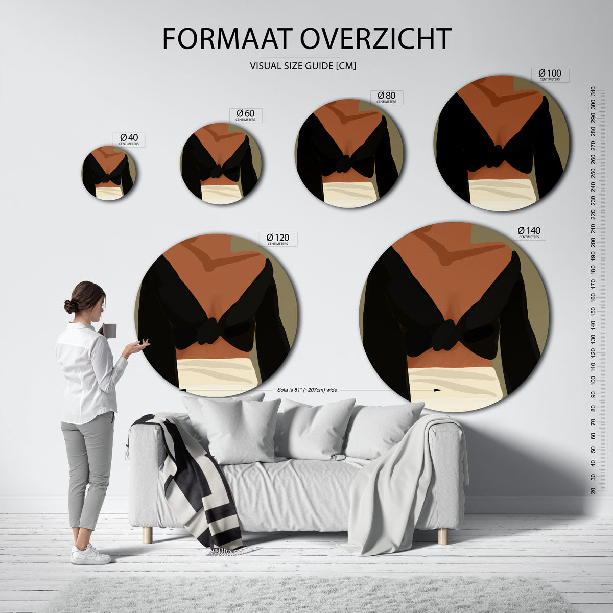Vrouw met zwarte top Muurcirkel