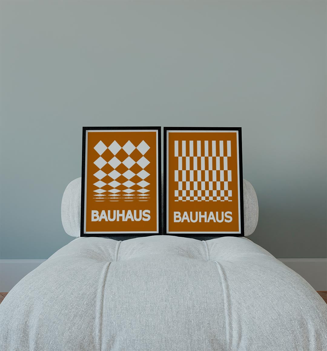 Diamantpatroon en typografie Posterset