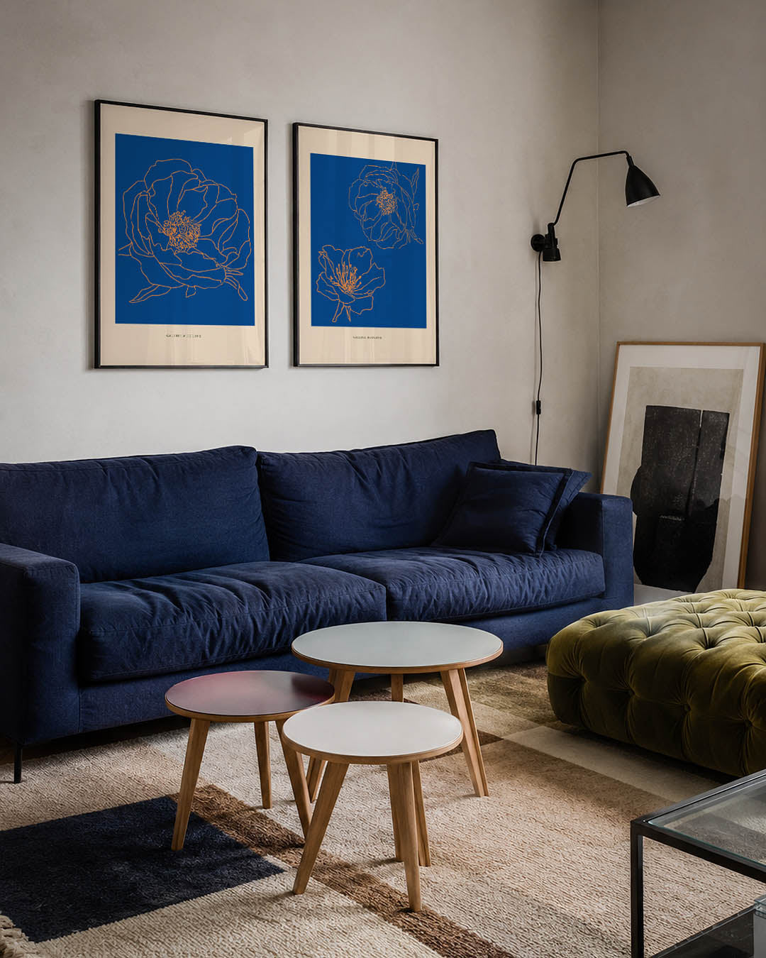 Lijnbloem op blauw Posterset