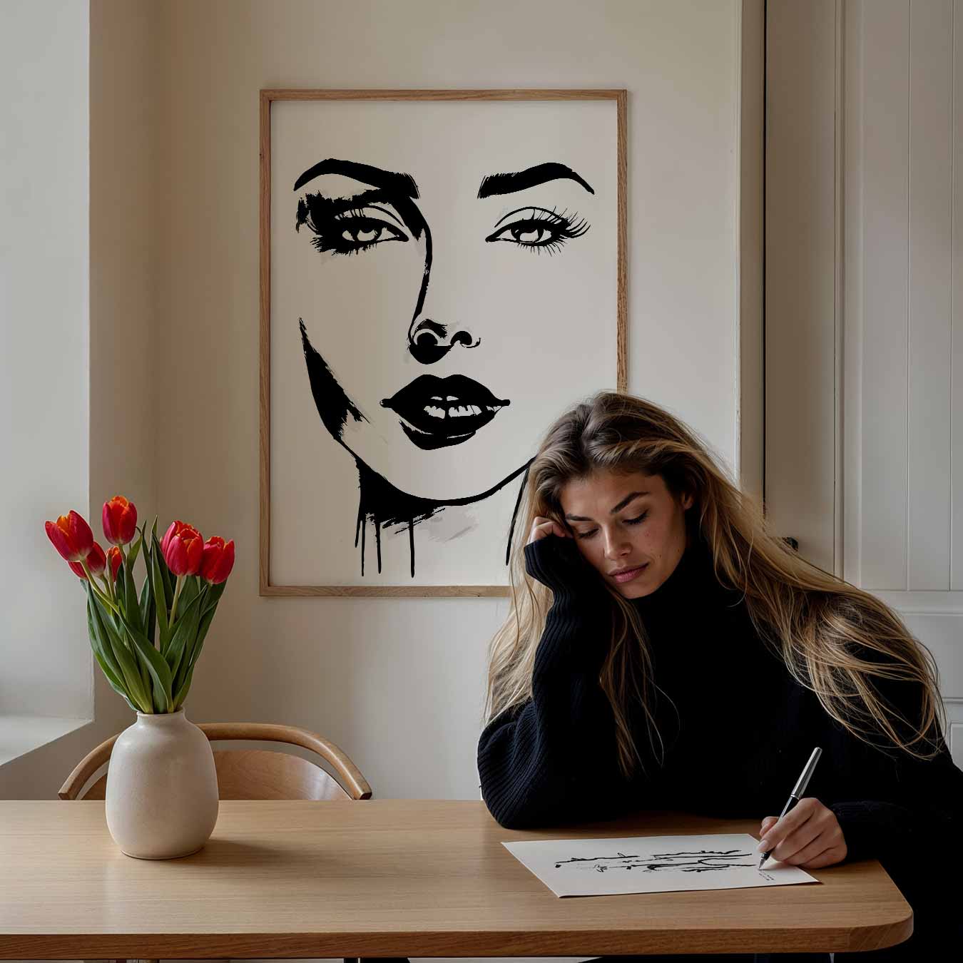 Stijlvolle Gezichtsillustratie Poster-WallArtistic