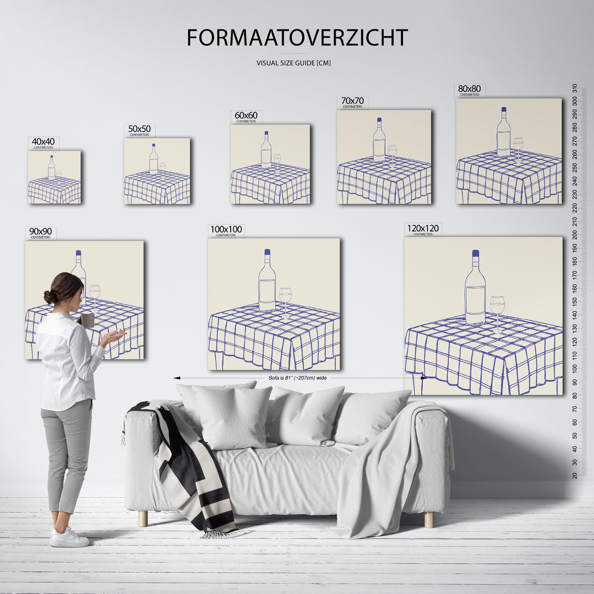 Fles en glas op tafel Poster