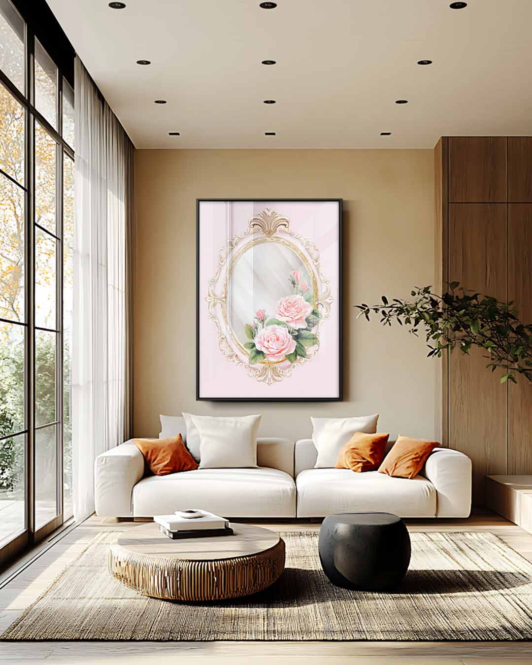 Romantische Rozen Spiegel Kunstwerk-canvas-dibond-plexiglas-wanddecoratie-WallArtistic