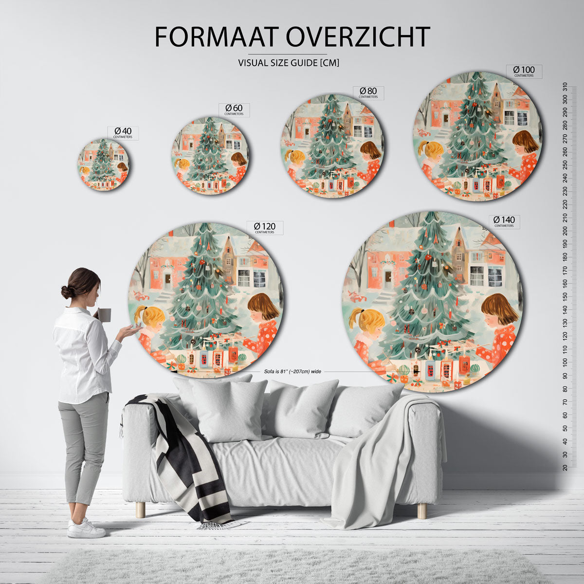 Kerstboom en kinderen Muurcirkel