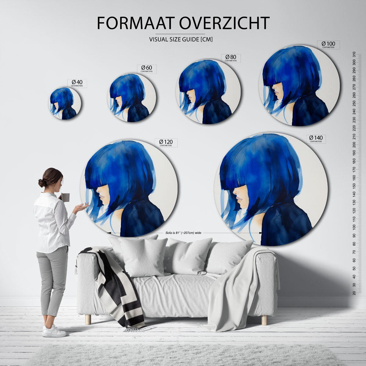 Blauwe haardos Muurcirkel