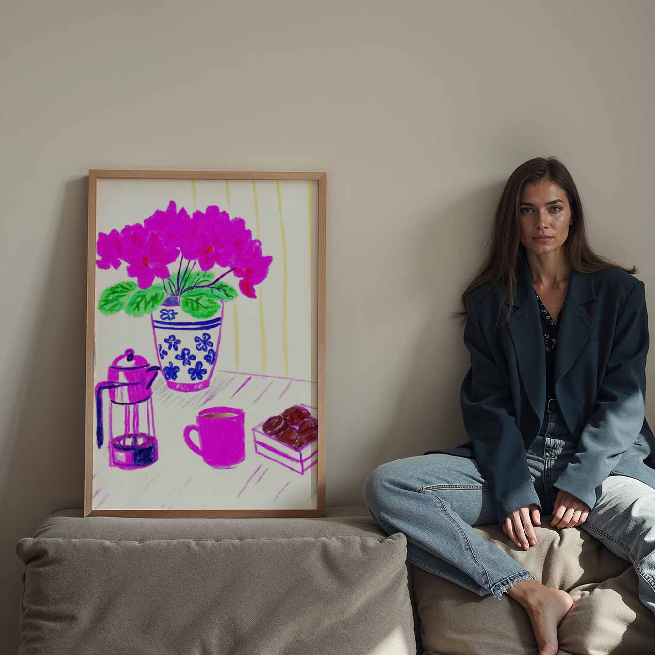 Gezellige Koffiehoek in Bloei Poster-WallArtistic