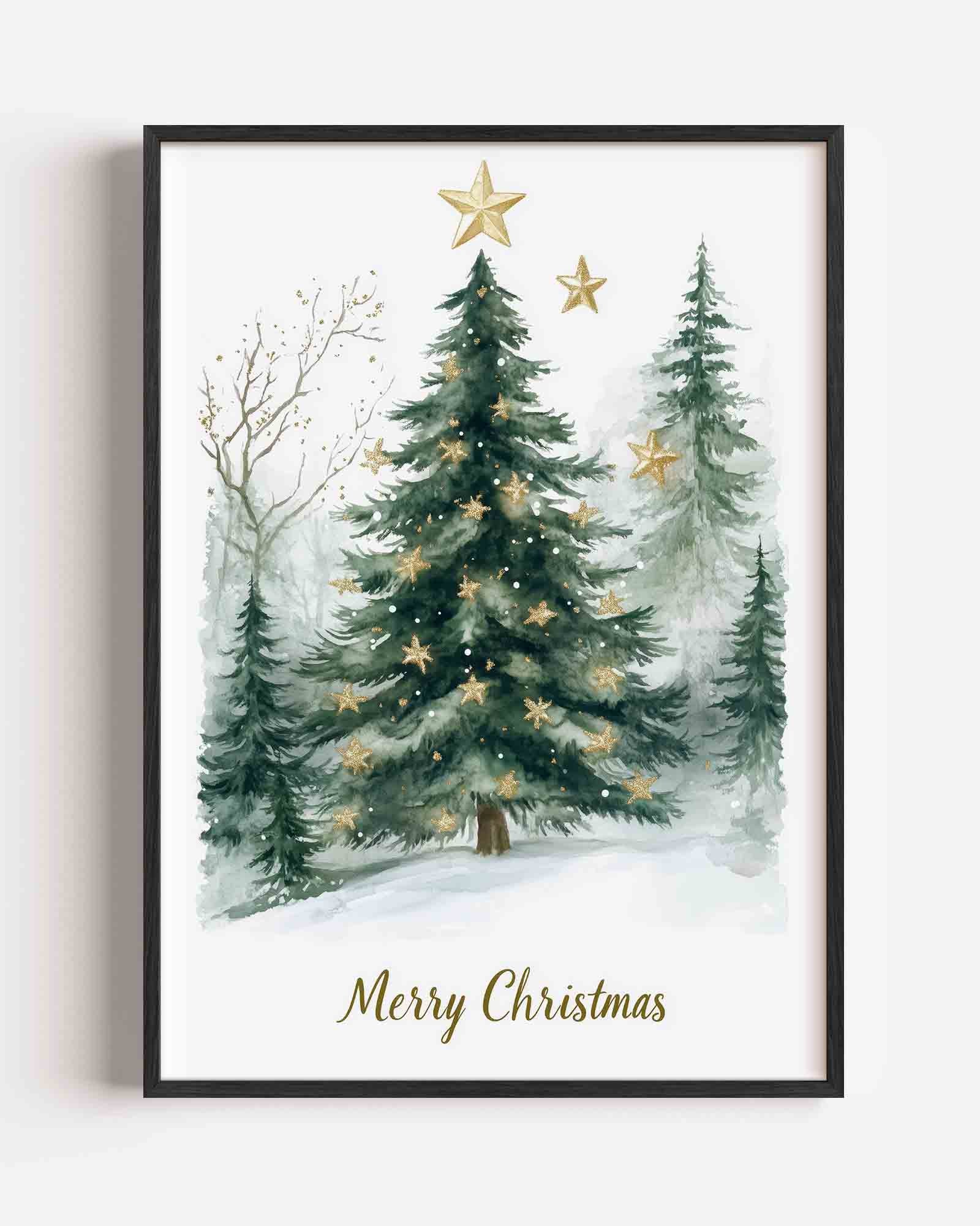 Kerstboom met sterren Poster