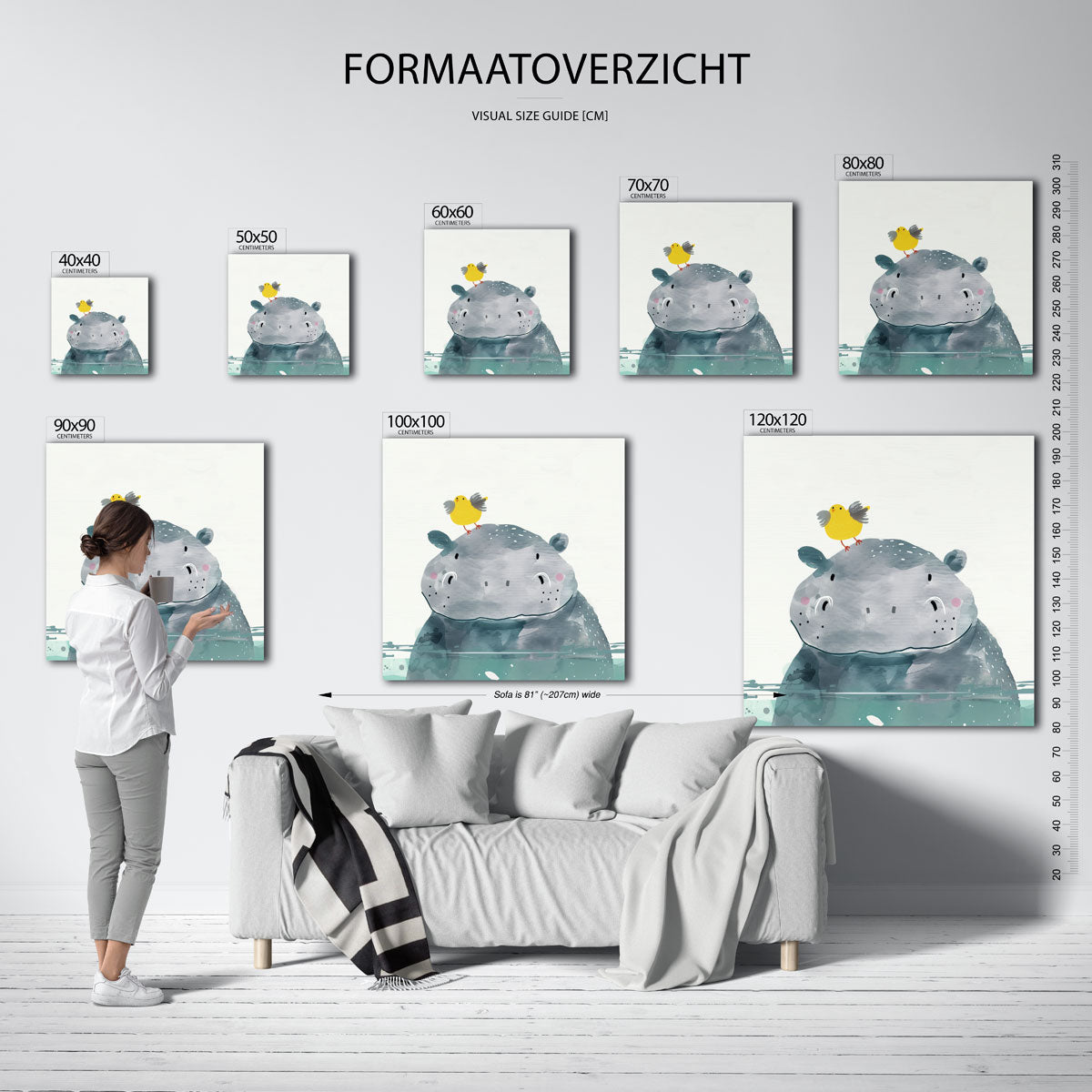 Nijlpaard met vogel Poster