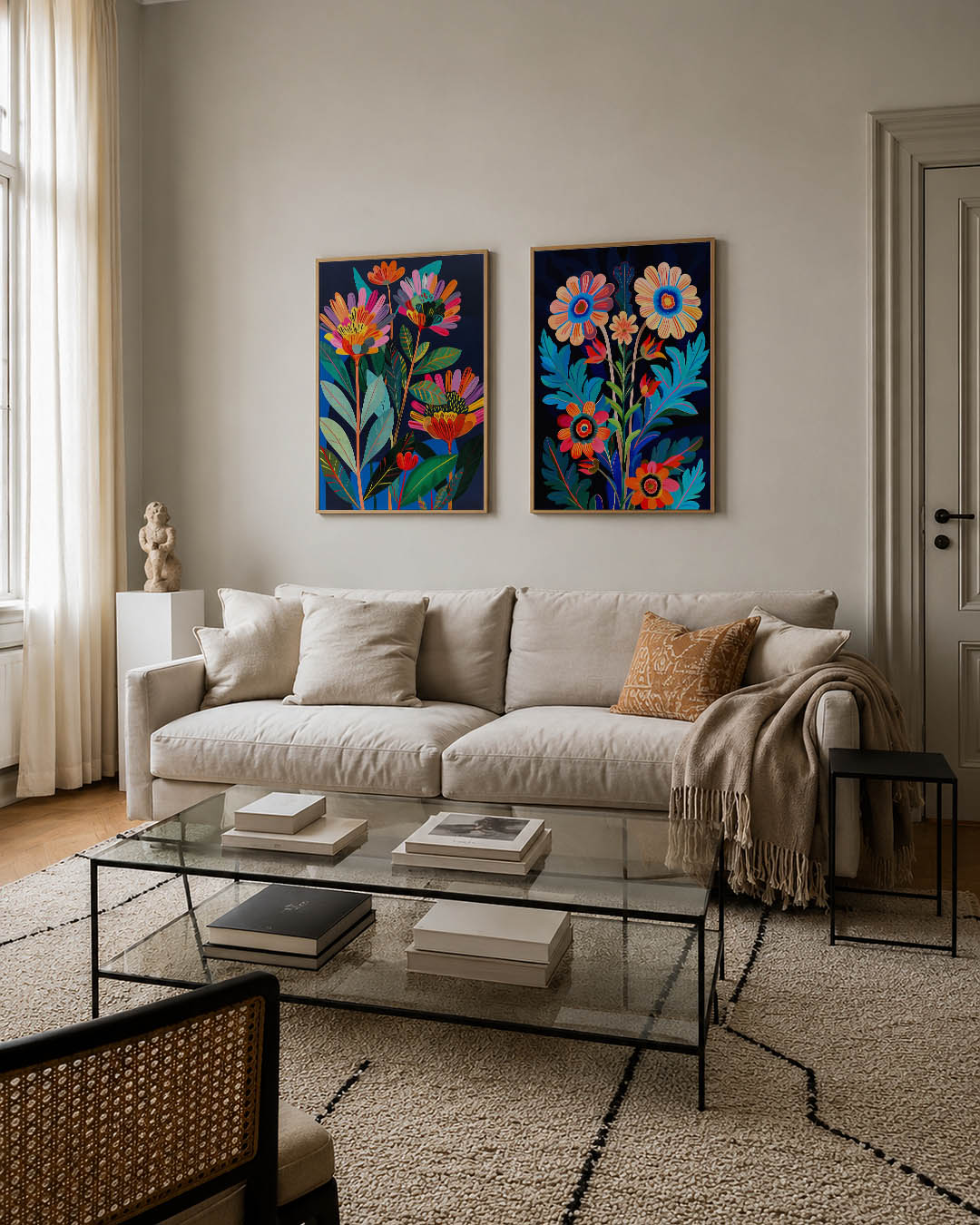 Bloemrijke kleurvlakken Posterset