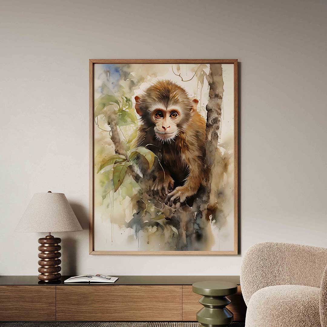 Jonge aap in boom Poster