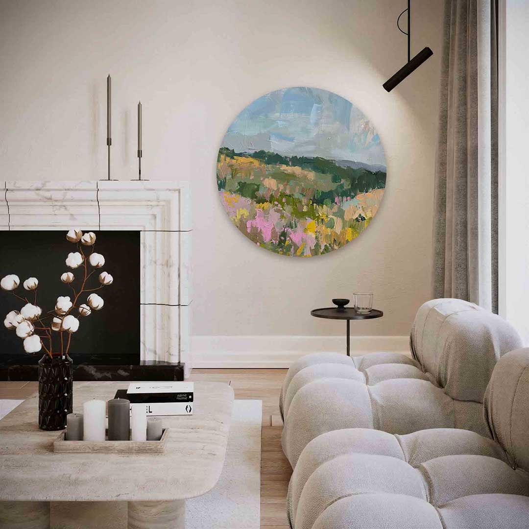 Landschap met bloemen Muurcirkel