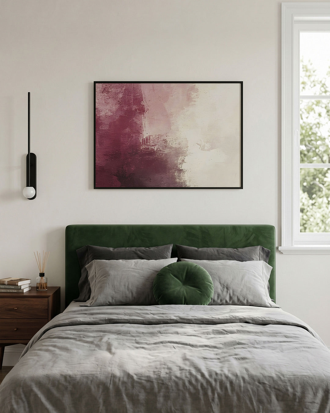 Abstracte roze en witte Poster