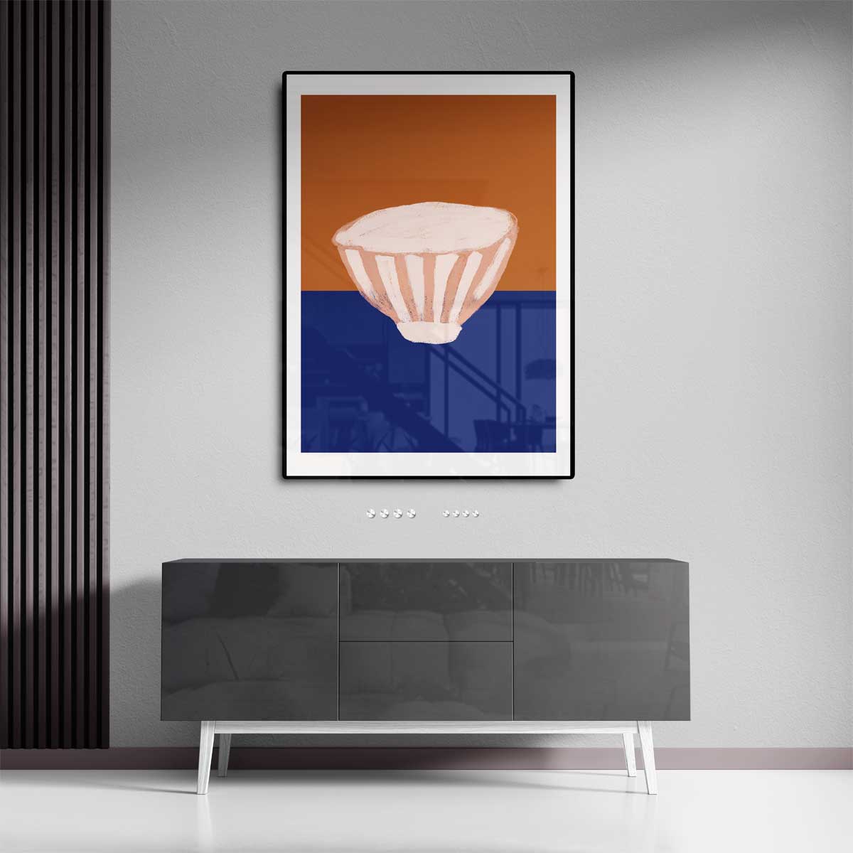 Kleurrijke Kom op Tweekleurige Achtergrond Kunstwerk-canvas-dibond-plexiglas-wanddecoratie-WallArtistic