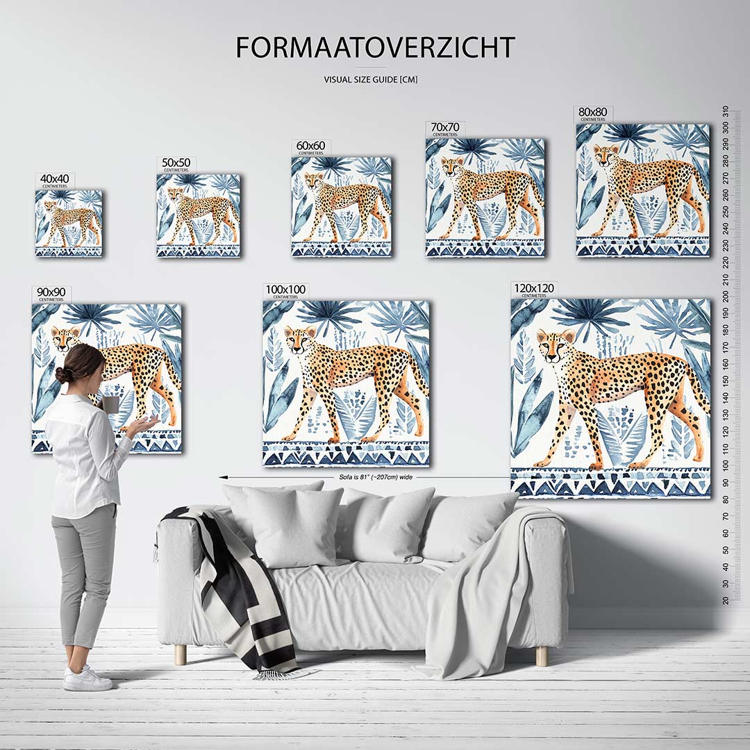 Luipaard met bladeren Kunstwerk