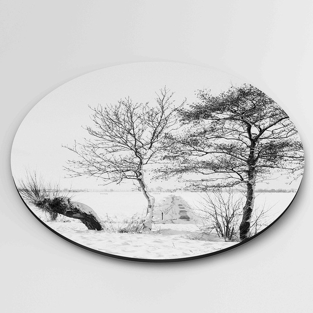Winterlandschap met bomen Muurcirkel