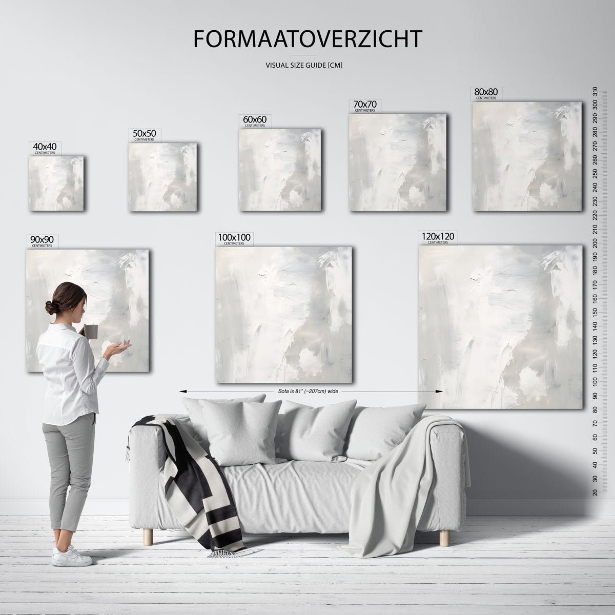 Abstracte grijze en witte Poster