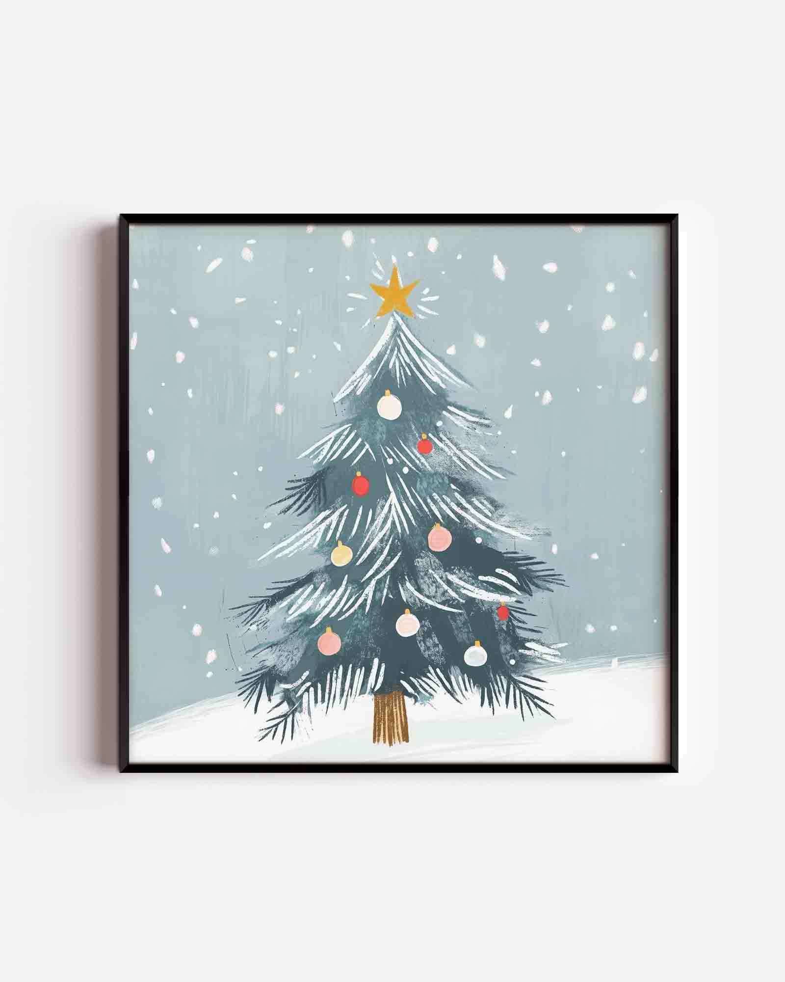 Kerstboom met sneeuw Poster