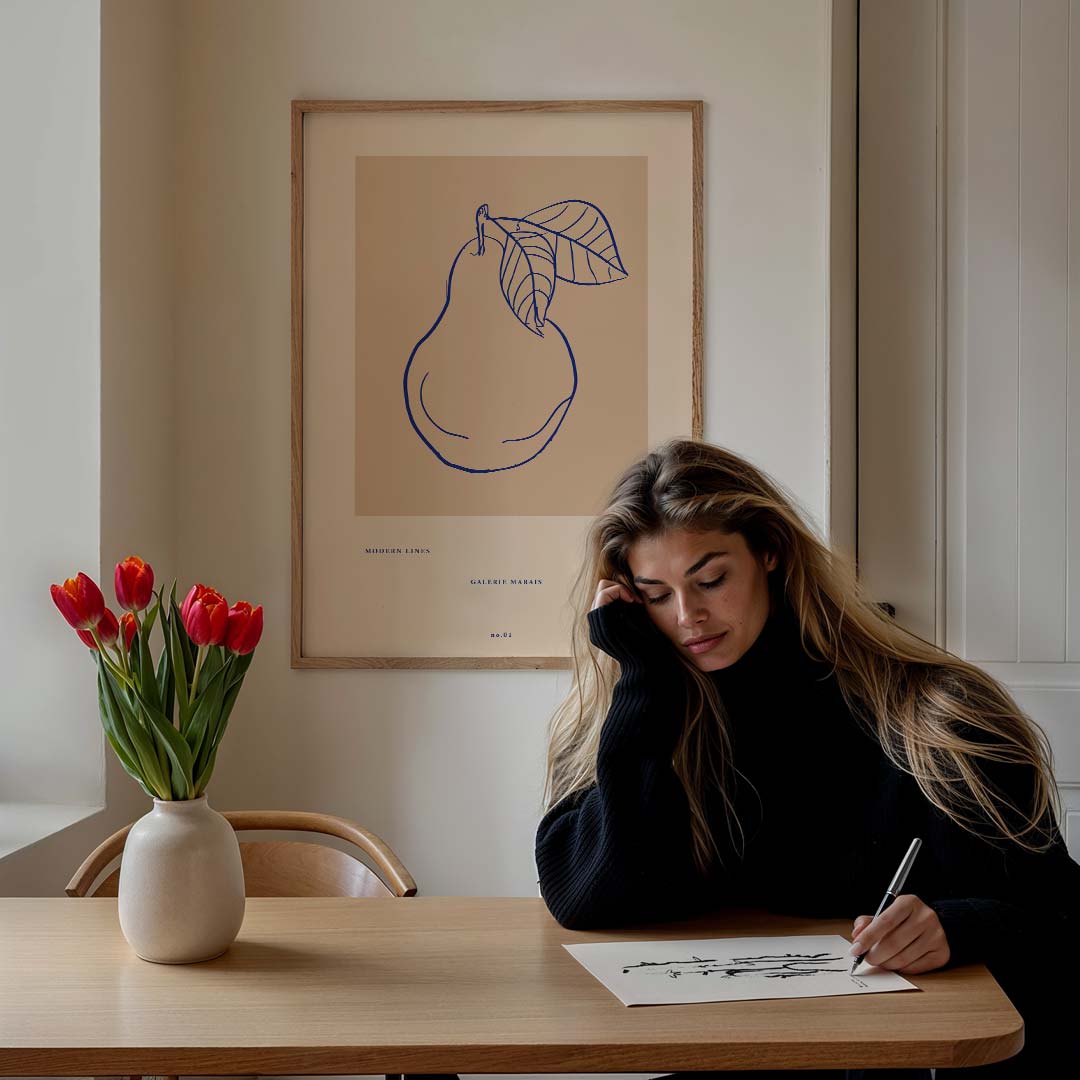 Moderne Peer Lijntekening Poster-WallArtistic