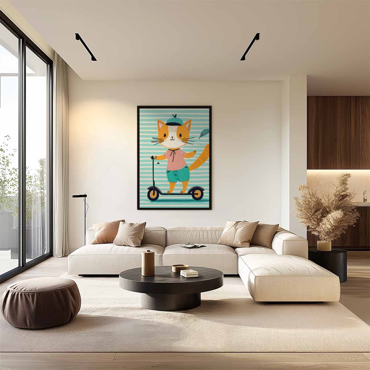 Kat op Step Kunstwerk-canvas-dibond-plexiglas-wanddecoratie-WallArtistic