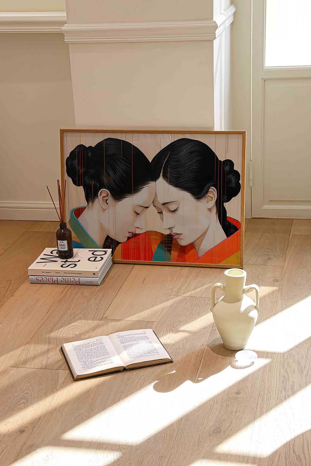 Twee figuren met gesloten ogen Poster