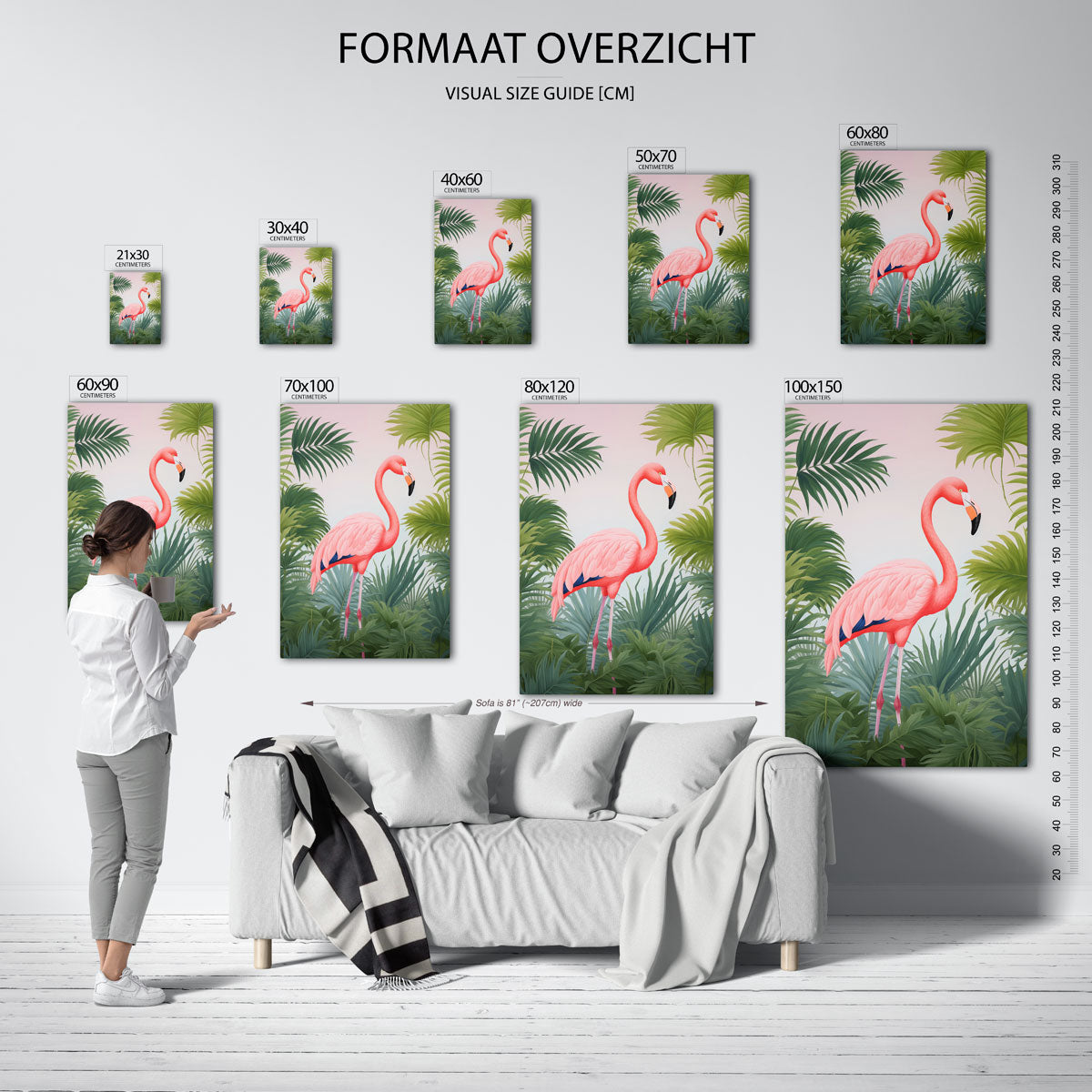 Flamingo tussen bladeren Poster