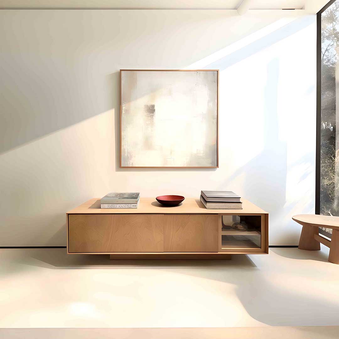Abstracte beige en grijze Poster