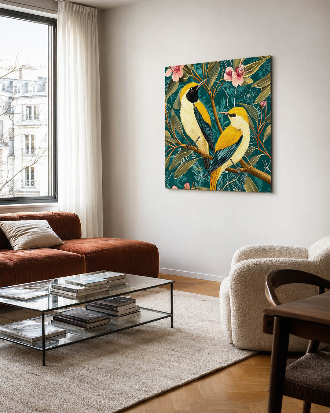 Vogels en bloemen Kunstwerk