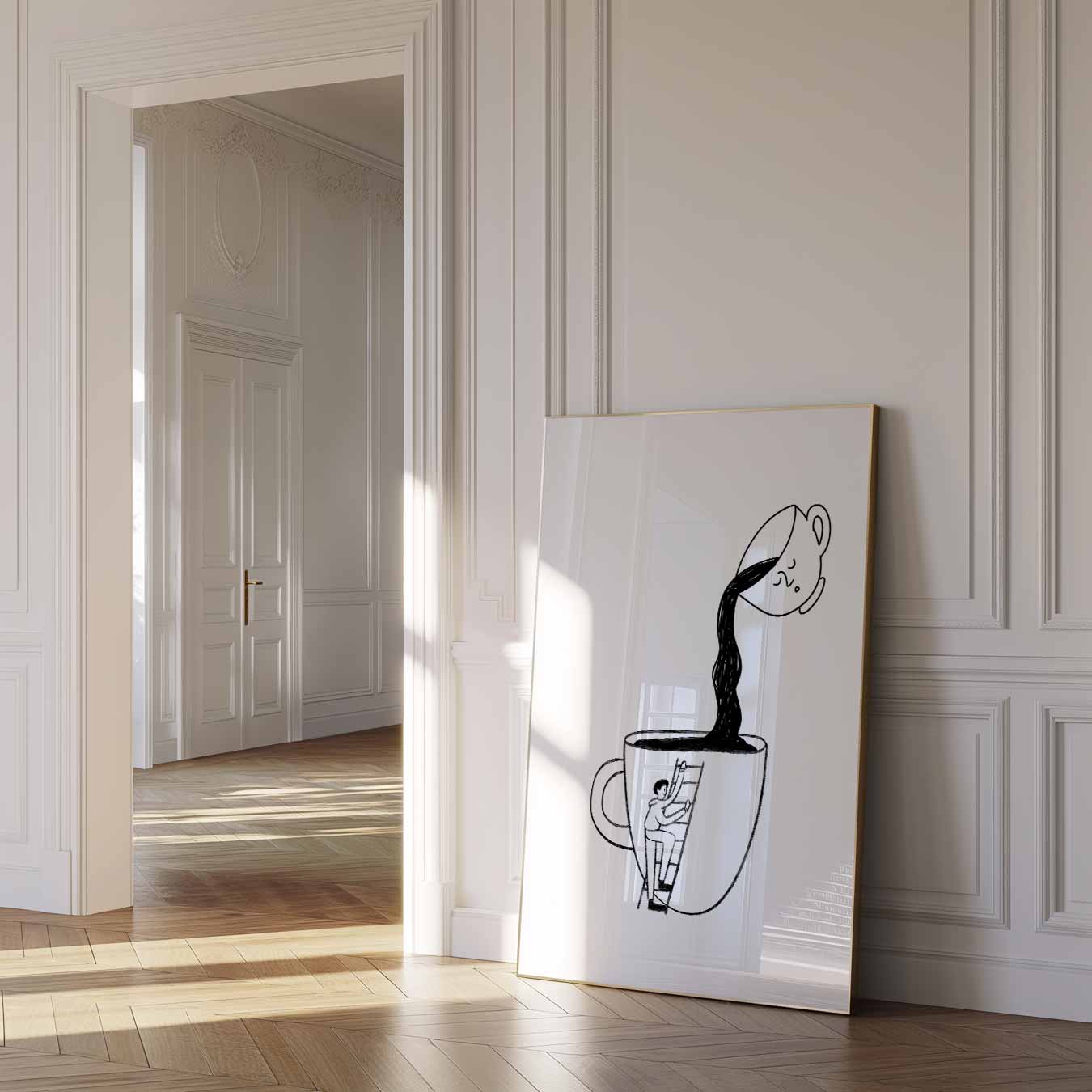 Koffie Avontuur Illustratie Poster-WallArtistic