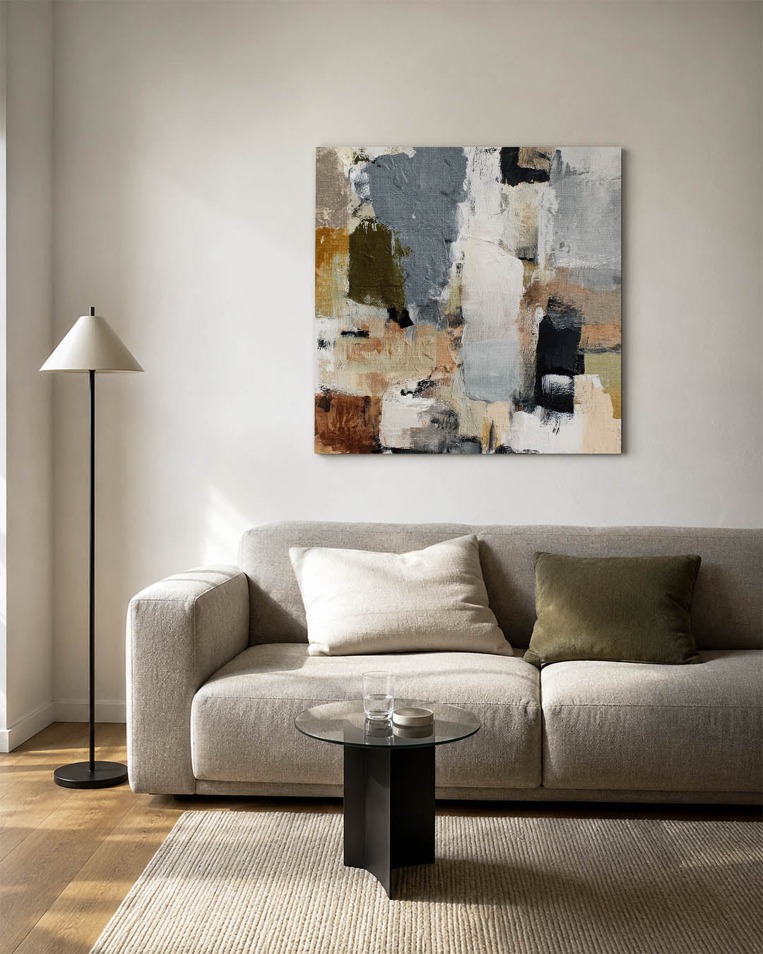 Gelaagde kleurencompositie Kunstwerk