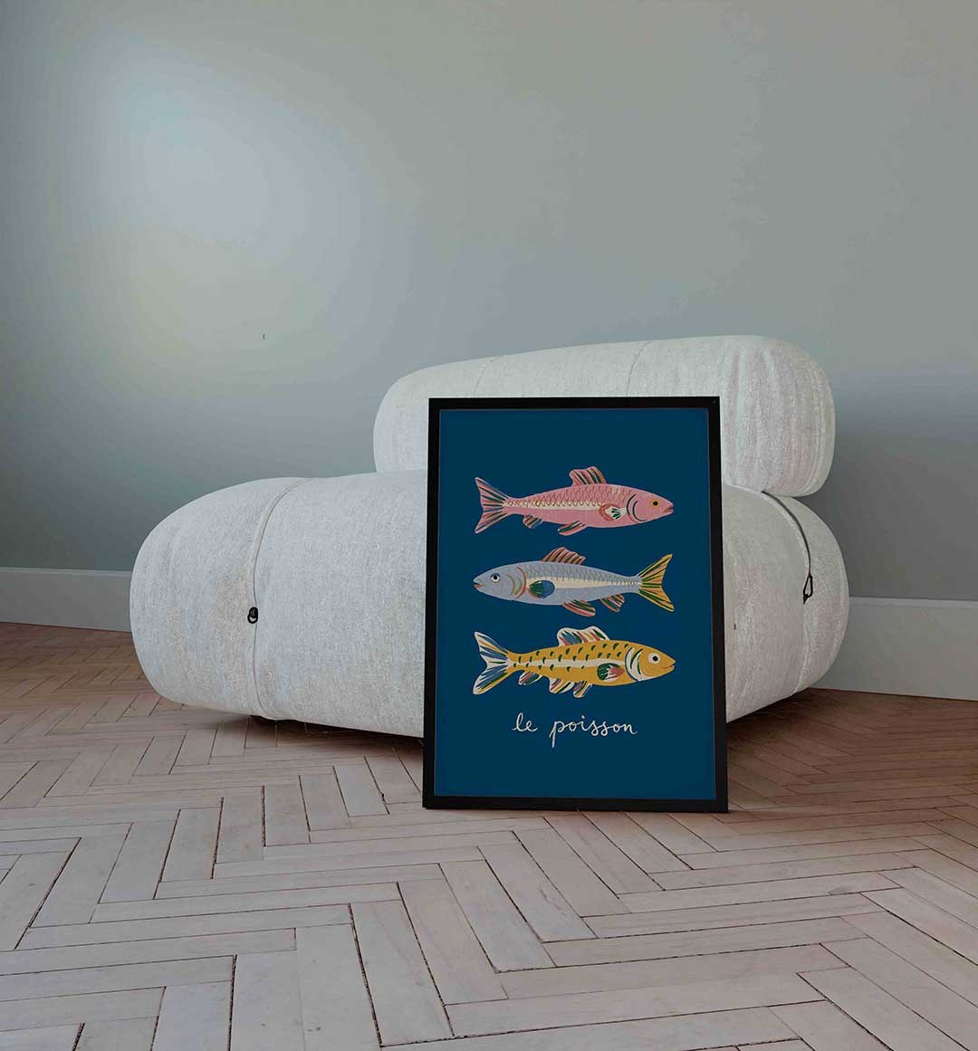 Drie kleurrijke vissen Poster
