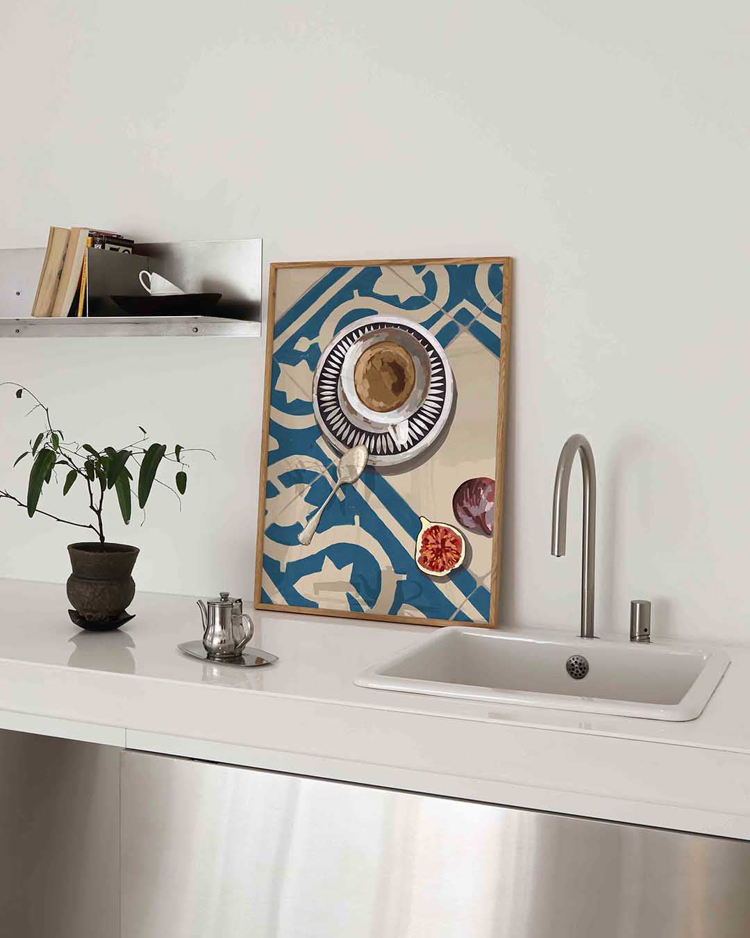 Koffiekopje en vijg Poster