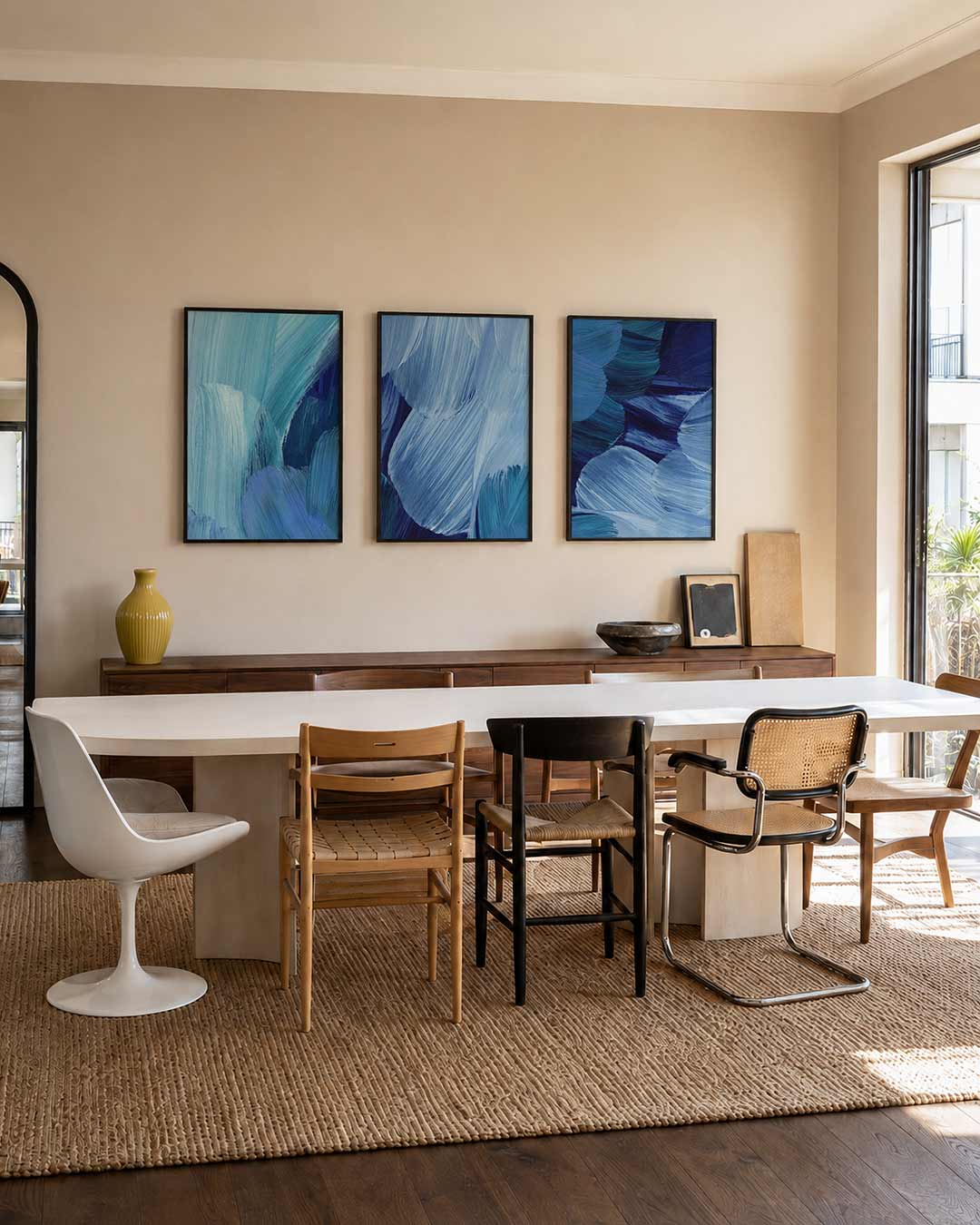Blauwe borstelstreken Posterset