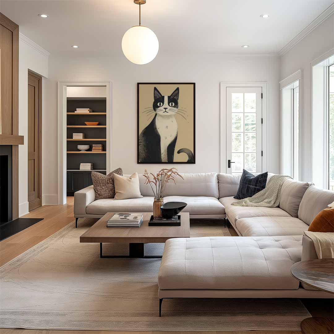 Tijdloze Kat op Behang Kunstwerk