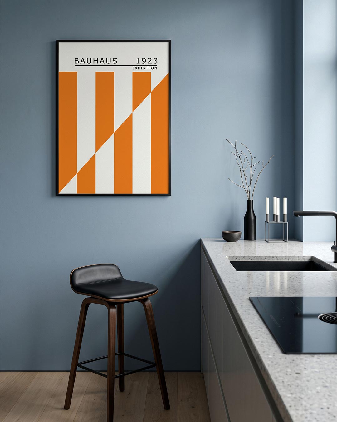 Oranje lijnenspel Poster