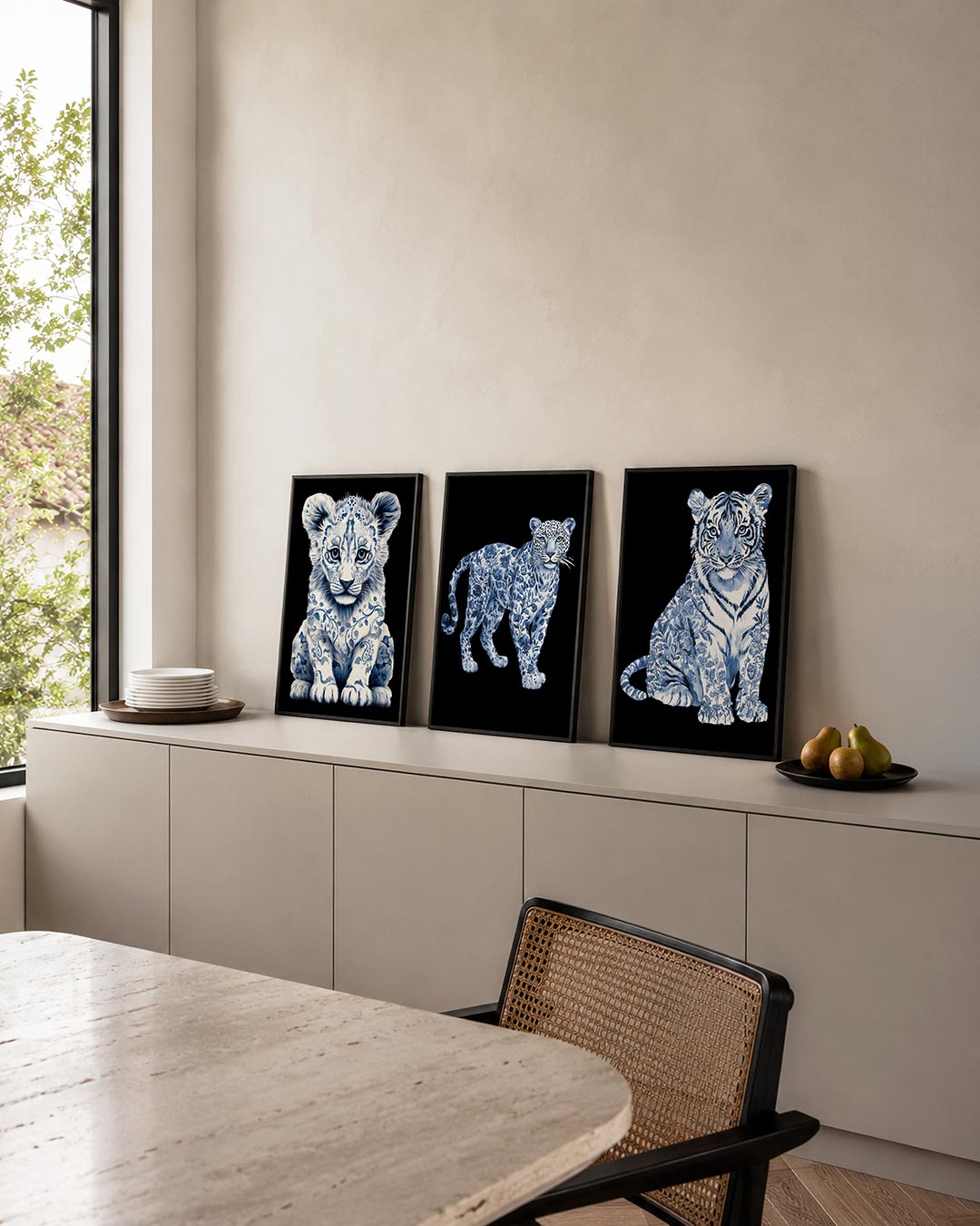 Dierenpatroon harmonie Posterset