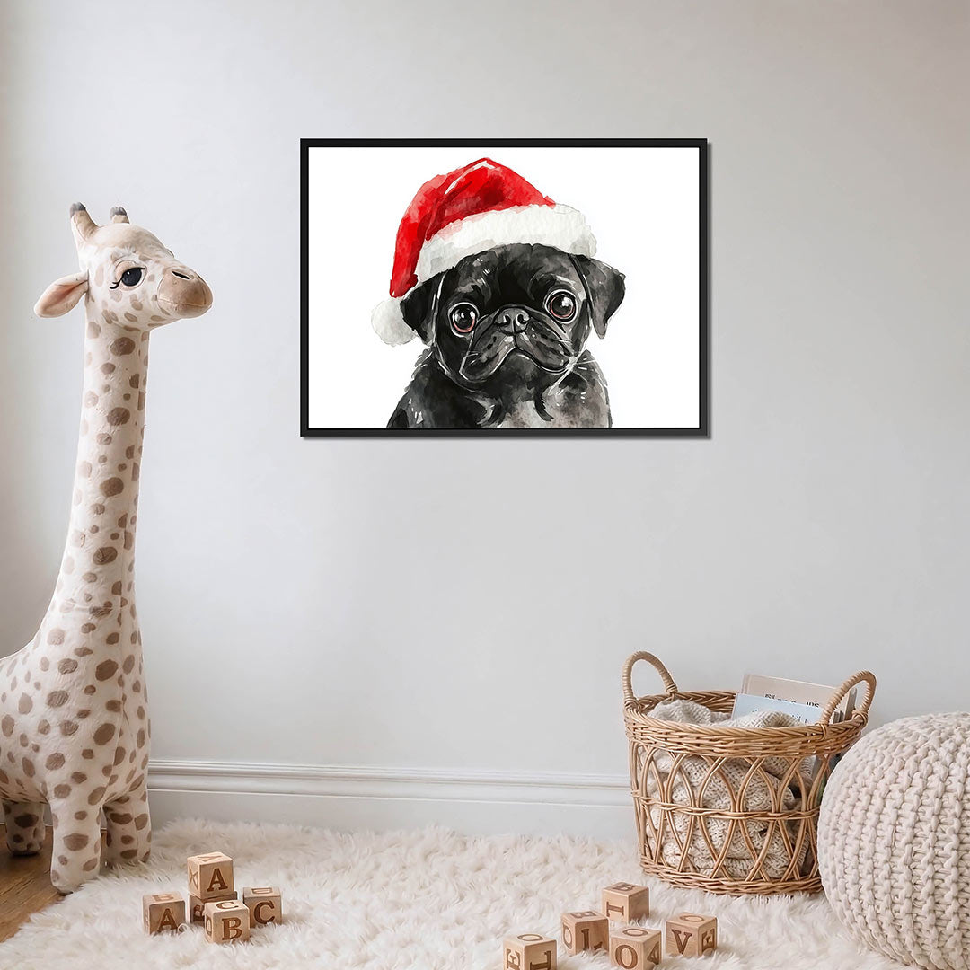 Hond met kerstmuts Kunstwerk