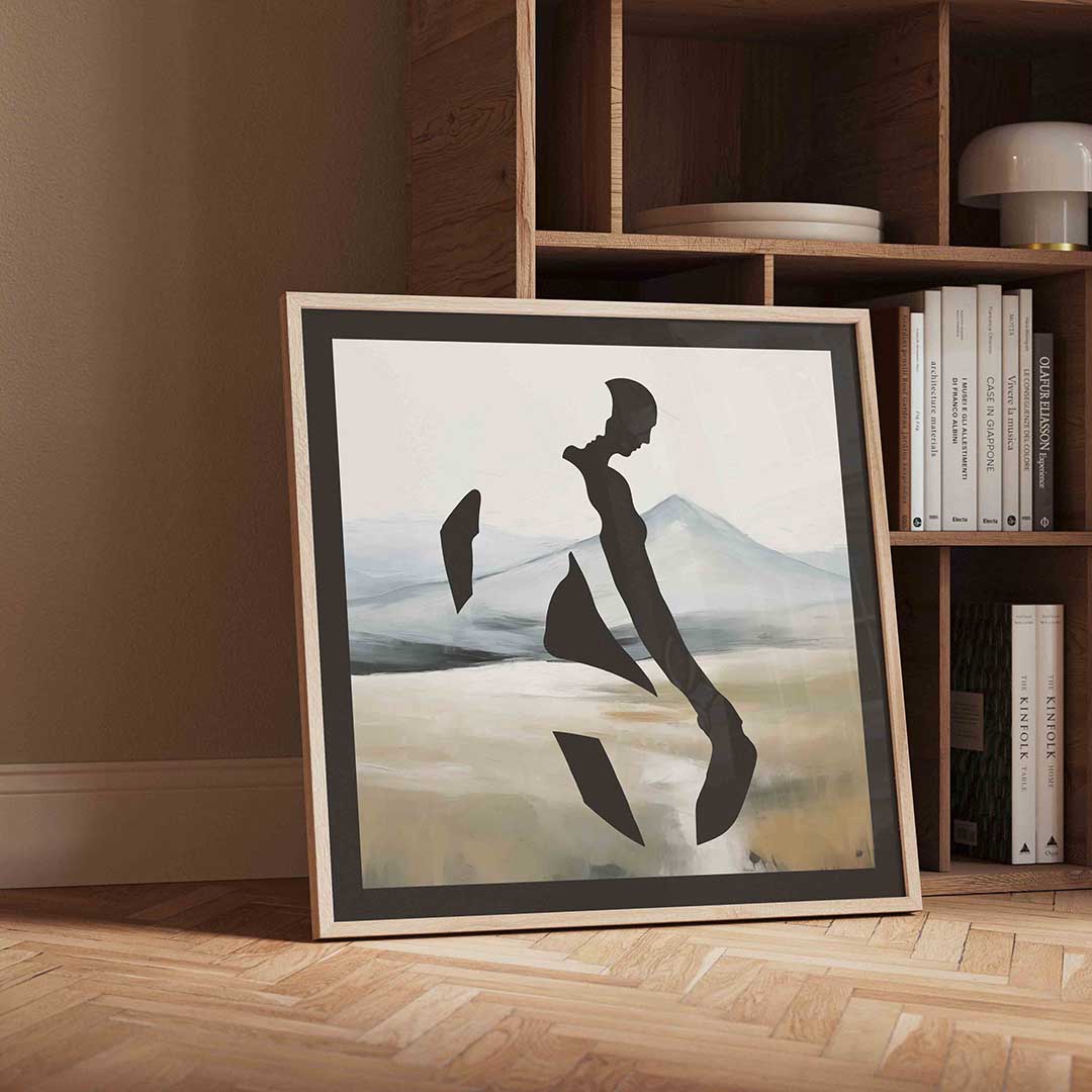 Silhouet in landschap Poster