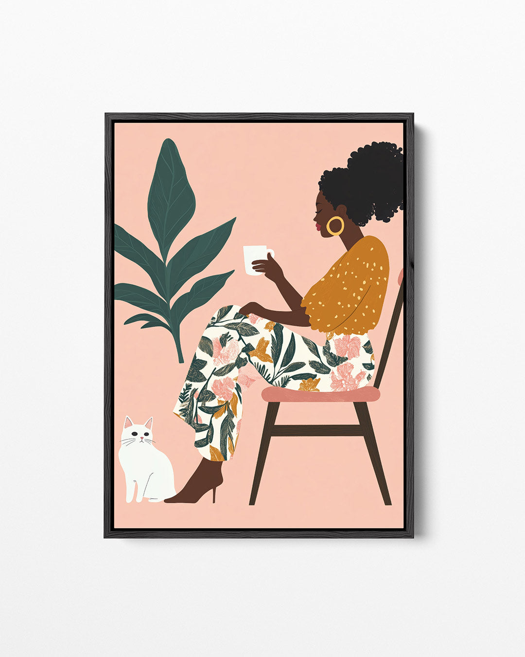 Vrouw met kat Kunstwerk