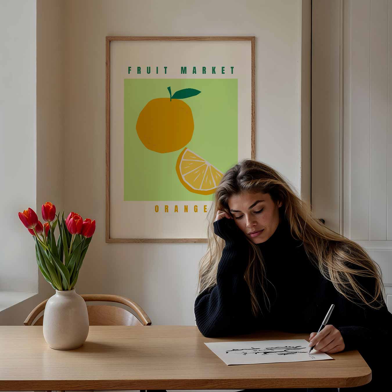 Zonnige Fruitmarkt Poster-WallArtistic