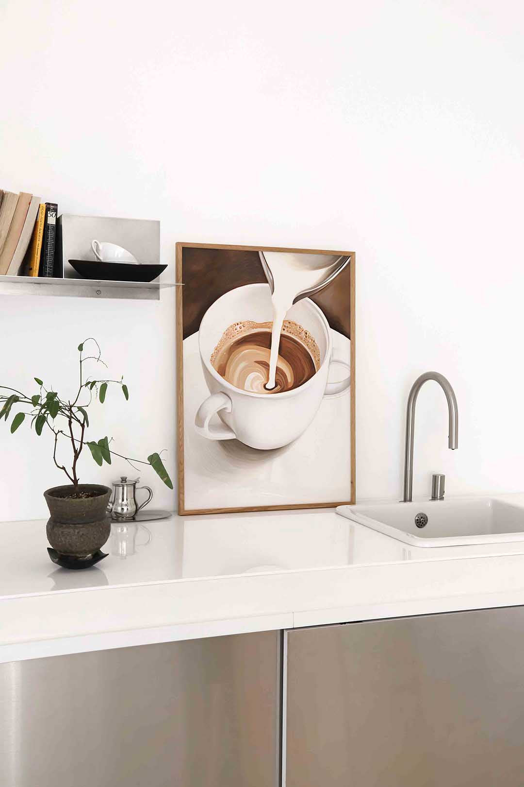 Koffiekop met melk Poster