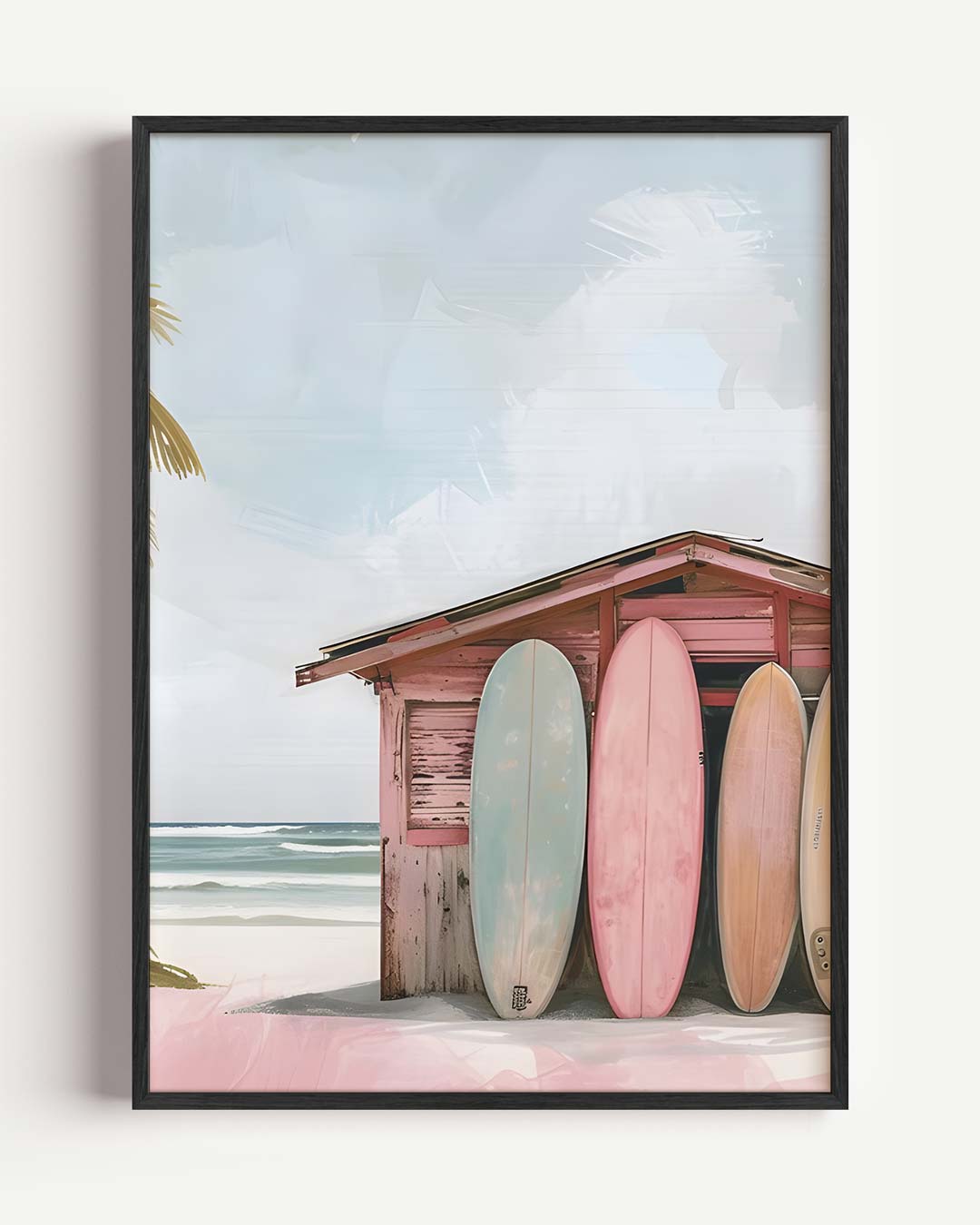 Strandhuisje met Surfboards Poster-WallArtistic